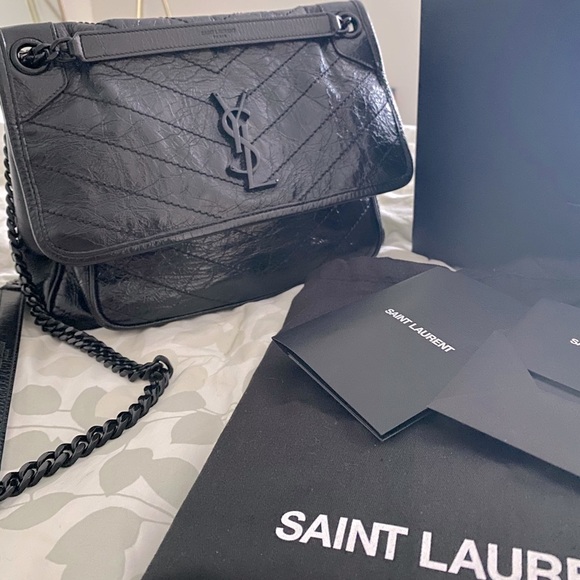 Yves Saint Laurent Handbags - YSL Niki Crinkle Leather Medium Bag